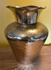Vintage hammered brass - , vase