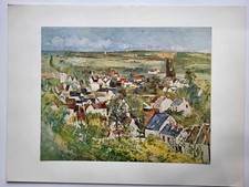 Old Antique Print 1958 Cezanne View of Auvers