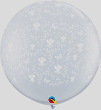 Giant 36" Diamond Clear flowers & Butterfly print Qualatex Latex Balloon  L15/24