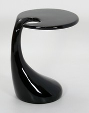 Black Lamp Table Side End Table Display Stand Round Top Fibre Glass Gloss Base