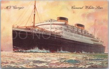 Artistic Vintage Postcard M.V. Georgic Ocean Liner Cunard White Star WWII