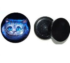 New **Cheshire Cat** Logo Ear x1 Plug Black Acrylic Screw Up Flesh Tunnel single