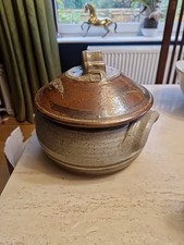 Huge Beautiful Stoneware Studio Pottery Casserole Pot Dish AH MH Unknown Cooking