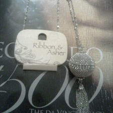 Ribbon Asher Silver Colour Pendant Chain Necklace Women's Jewellery Uk