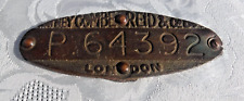 Watney Combe Reid &Co horse drawn dray licence plate.