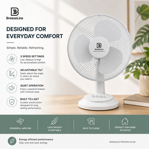 Breezeline desk fan white - desk,