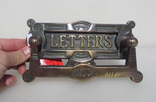 Antique brass letterbox letter - brass,