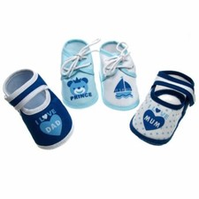 Newborn Baby Boy Pram Crib Cot Terry Cotton BLUE Booties Bootees - 0-4 Months