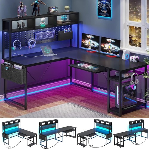 Shaped gaming desk with led - shaped,