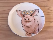 White & Pink Ceramic Pig Plate