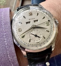 Vintage Swiss Cyma Triple Date