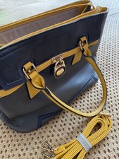 Moda Dark Grey and Yellow Handbag/Shoulder Bag 27 x 38 x 19 cms
