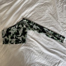 Zara one off-the-shoulder crop top. Size Medium Green black white 
