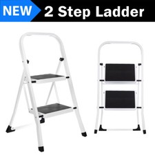 2 Step Ladders Portable Small Folding Metal Ladder Stool Heavy Duty Steel