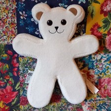 IKEA 13" PS BRUM UNICEF WHITE CREAM BENDY POSABLE FLAT TEDDY BEAR SOFT TOY