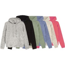 M*S HOODIE Soft touch Ribbed Relaxed ladies hooded knit jumper top hoody