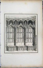 Original Old Antique Print 1801 Stone Stalls Lady Chapel Gloucester Cathedral