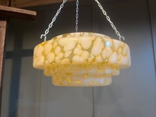 Antique Ceiling Light Shade Plafonier 1930’s Apricot  Coloured Marbled Effect