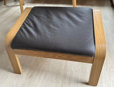 IKEA Leather Poang Footstool Stool Brown Leather