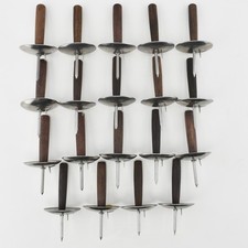 19x VTG Teak Wood Stainless MCM Corn Cob Holders Skewers 9 Pairs Buffet Picks