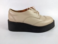 M & S Autograph Cream Leather Lace Up Platform Shoes UK 4