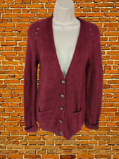 WOMENS TOPSHOP SIZE UK 8 AUBERGINE CASUAL KNIT BUTTON UP POCKET CARDIGAN JUMPER 