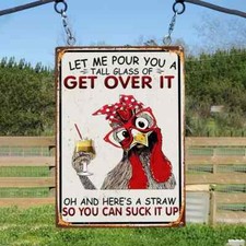 Chicken tin metal sign - metal,