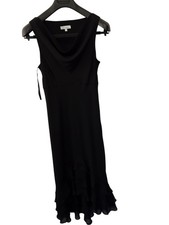 J Taylor Black Evening Dress Sleeveless Tiered Hem Size 14 Debenhams