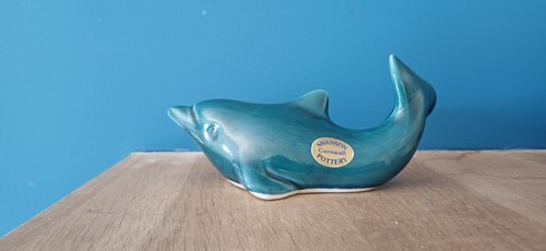 Ceramic blue dolphin - , figurine