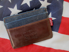 GENUINE LEVIS LEVI STRAUSS & CO USA denim & leather SLIM LINE card size WALLET