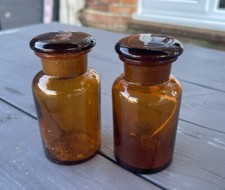 Vintage 2 X Amber Apothecary Medical Pharmacy Jar Chemists Jar