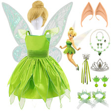 Girls Green Fairy Pixie Princess Costume Fancy Dress Kids Elf Cosplay Dress Up
