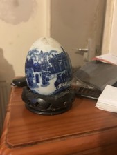 Blue And White Ceramic Egg