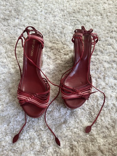 Sergio rossi red leather cork - rossi,