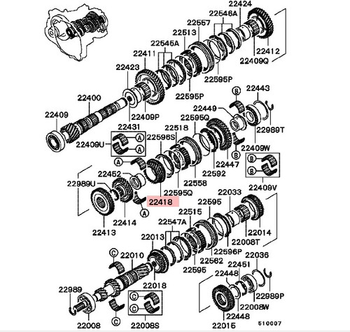Gear speed gearbox shaft - gear,