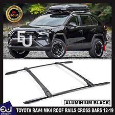 FOR TOYOTA RAV4 MK4 ALUMINIUM BLACK ROOF RAILS RACK CROSS BARS SET 2012-2019