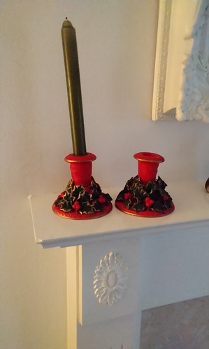 Pair vintage candle holders - candle,