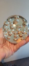 Large Glass Paperweight with Controlled Bubbles Orb Design