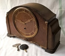 Large Enfield Mantel Clock With Pendulum & Key – Complete, Trying to Tick