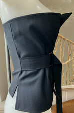 Daniel Pollitt black corset waspie TOP wool Obi belt L unisex NEW strapless