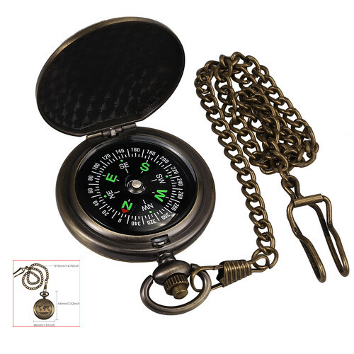 Portable compass brass watch - portable,
