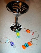 4 charms Martini Glass pieces of Candy party miniature rings centerpieces