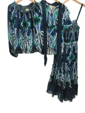 TEMPERLEY LONDON Ladies UK8 Set Of 3 Monikh Blue/Green Abstract Tops/Dress BNWT 