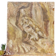 Vintage Abstract Painting Owl