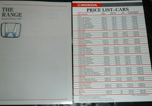 Honda 1987 range brochure - honda,