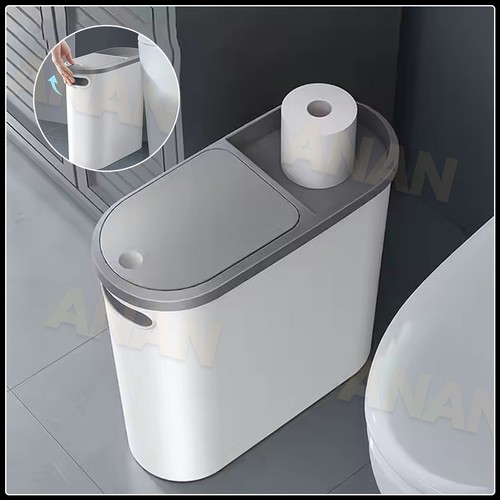 Narrow plastic waste bin with - waste,