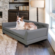 Orthopedic Dog Sofa Leather Cushion Elevated Pet Couch Bed for Medium Large Dog