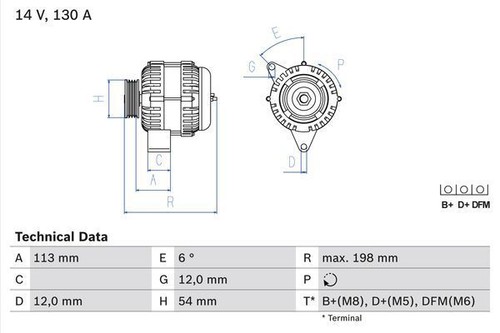 Bosch alternator for saab - bosch, 9-5