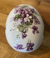 Large Hammersley Spode Victorian Violets China Egg Trinket Box