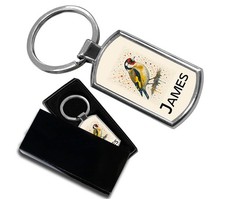 Personalised Goldfinch Bird Keyring Gift – Custom Name Keychain in Gift Box